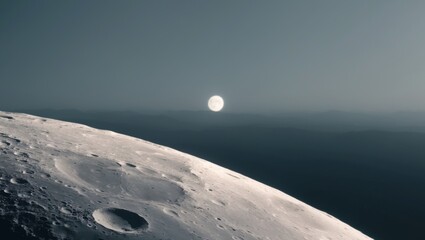 the Moon's surface with a distant object in the background.
