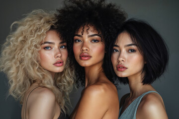 Obraz premium Diverse beauty portrait of three young women
