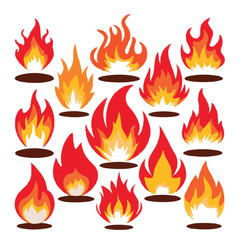 Multicolored Fire and Water Flame Icon Set

