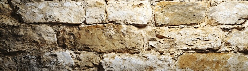 Fototapeta premium A Close-Up of a Rough Stone Wall with Irregularly Shaped Stones