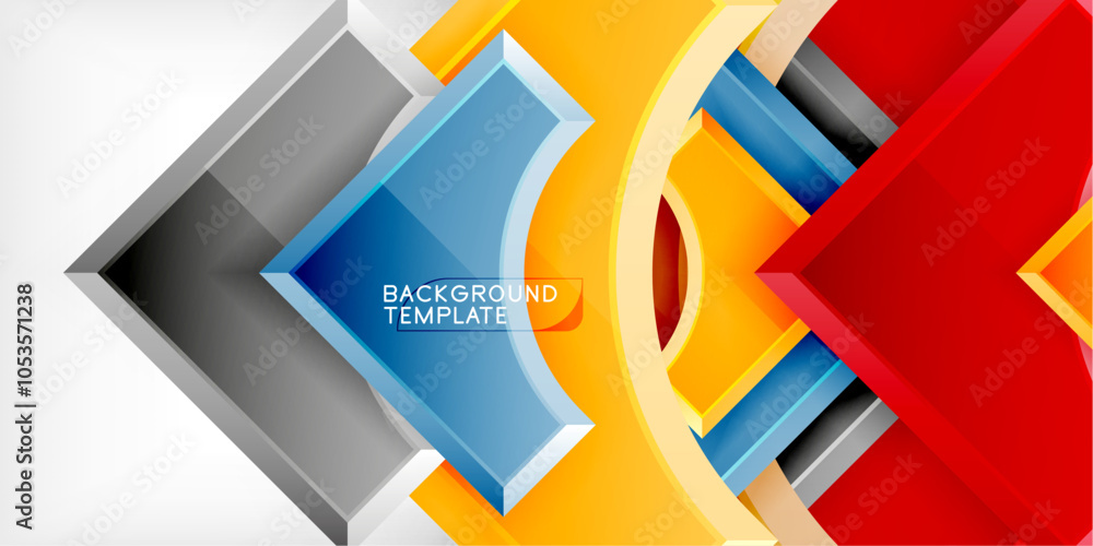 Poster Geometric design abstract background - circles and triangles