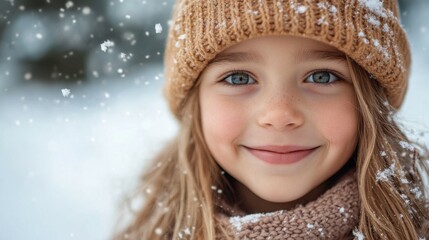 Young Canadian girl with a winter hat and a playful grin.