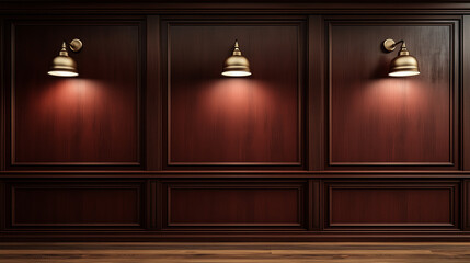 Luxurious Vintage Wall Paneling with Classic Sconce Lighting Fixtures in Elegant Interior Design for Upscale Homes and Hotels
