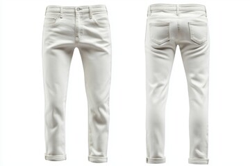 White classic jeans on white background
