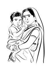 Woman with baby on white background
