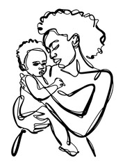 Woman with baby on white background

