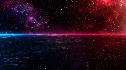 Obraz premium Cosmic horizon with vibrant nebulae and starry backdrop