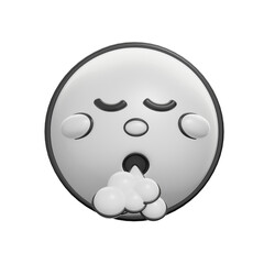 3D Retro Style Exhaling Emoticon Illustration