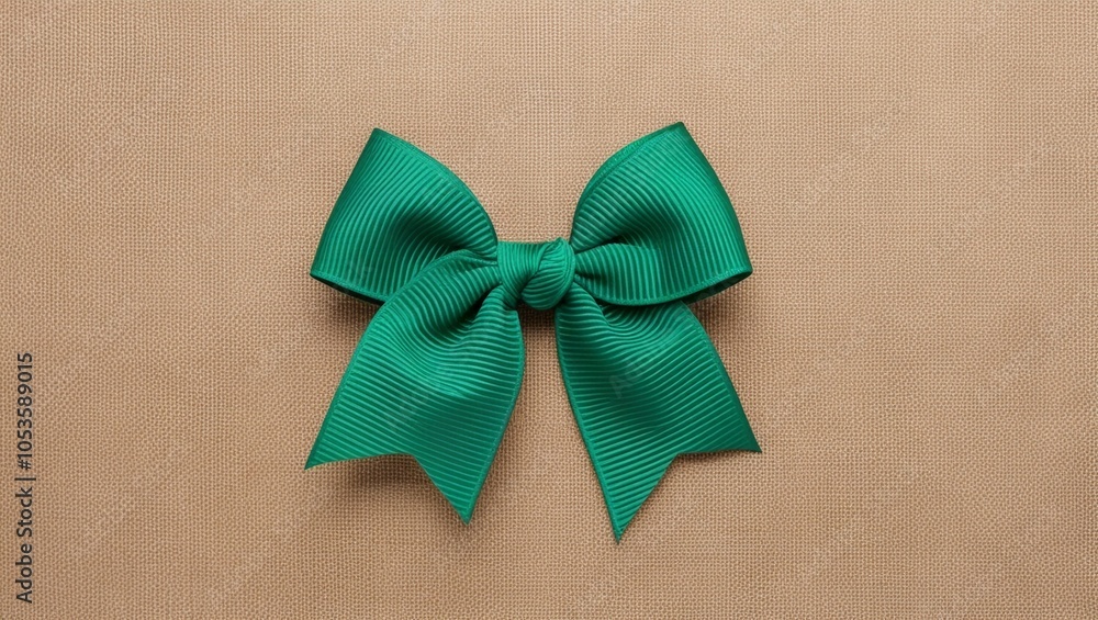 Poster a green bow ribbon with a neatly tied knot isolated on transparent background