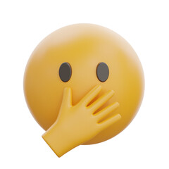 3D Face with Open Eyes Hand Over Mouth Emoji