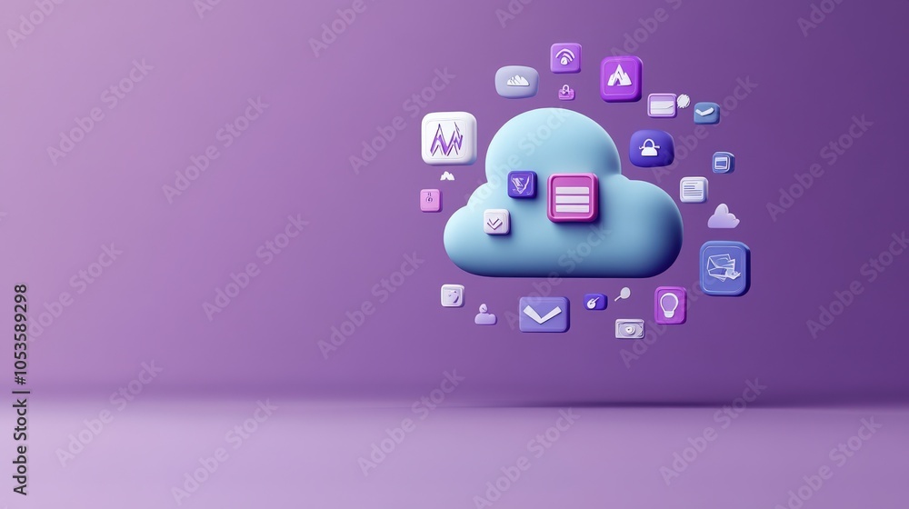Fototapete Exploring the cloud visualizing data and connectivity through iconography and technology