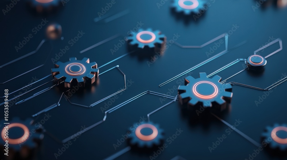 Poster Exploring the intricate design of gears and circuits in modern technology systems
