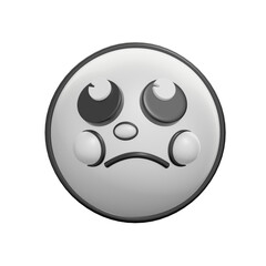 Retro 3D Monochrome Emoticon With Rolling Eyes Illustration