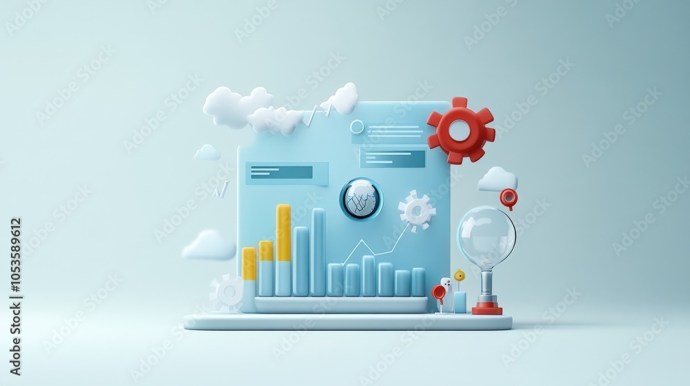 Leinwandbilder innovative data visualization with 3d graphs and business metrics in a modern digital workspace