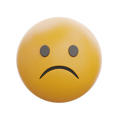 3D Frowning Face Emoji Icon Vector Illustration
