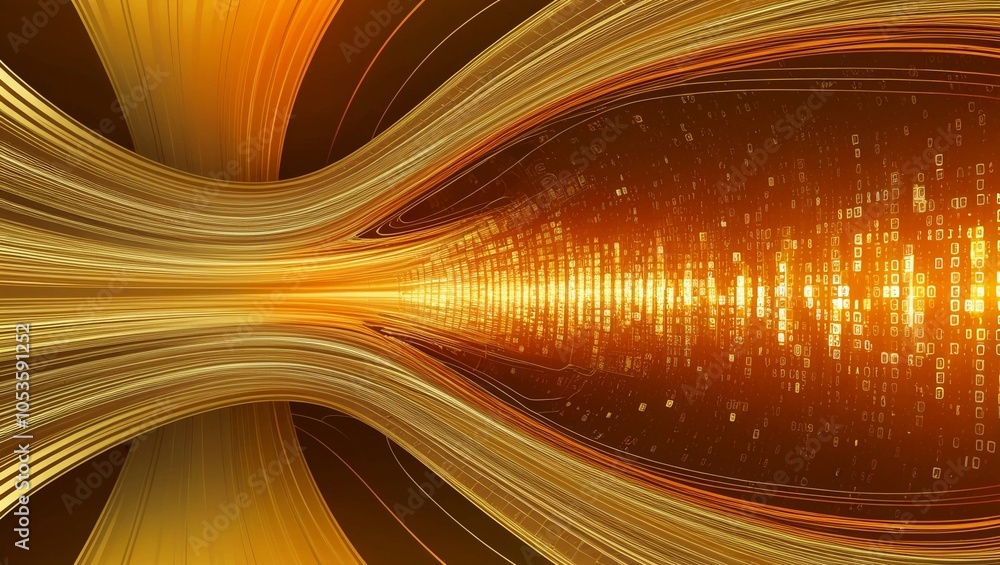 Poster the flowing golden smoke or abstract wave pattern on a transparent background