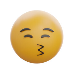 Fototapeta premium 3D Kissing Face Emoji With Smiling Eyes
