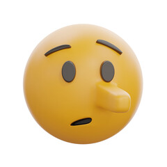 3D Lying Face Emoji Emoticon Illustration
