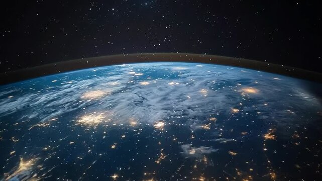 Stunning Earth View from Space with City Lights at Night
