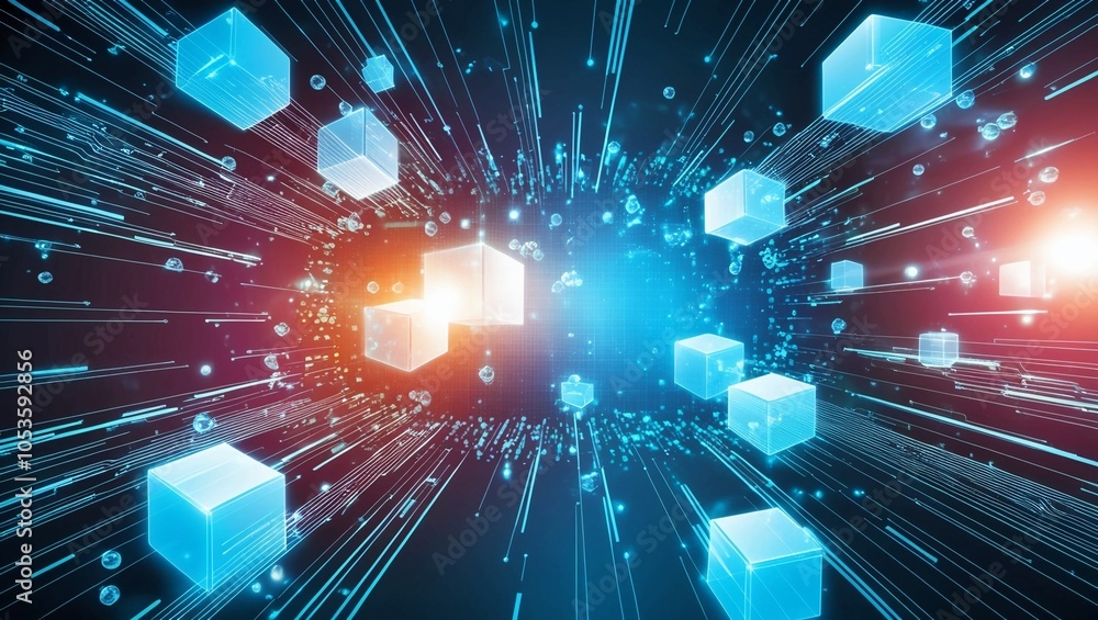 Poster  Digital Mesh of Glowing Nodes and Lines, Representing Global Connectivity and Data Networks