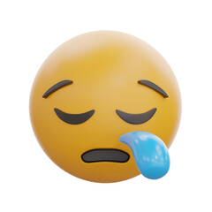 3D Sleepy Face Emoji with Drool