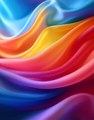 Vibrant gradient textile. Colorful silk background, elegant feminine drapery texture, fabric cloth