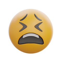 3D Tired Face Emoticon With Exhausted Expression