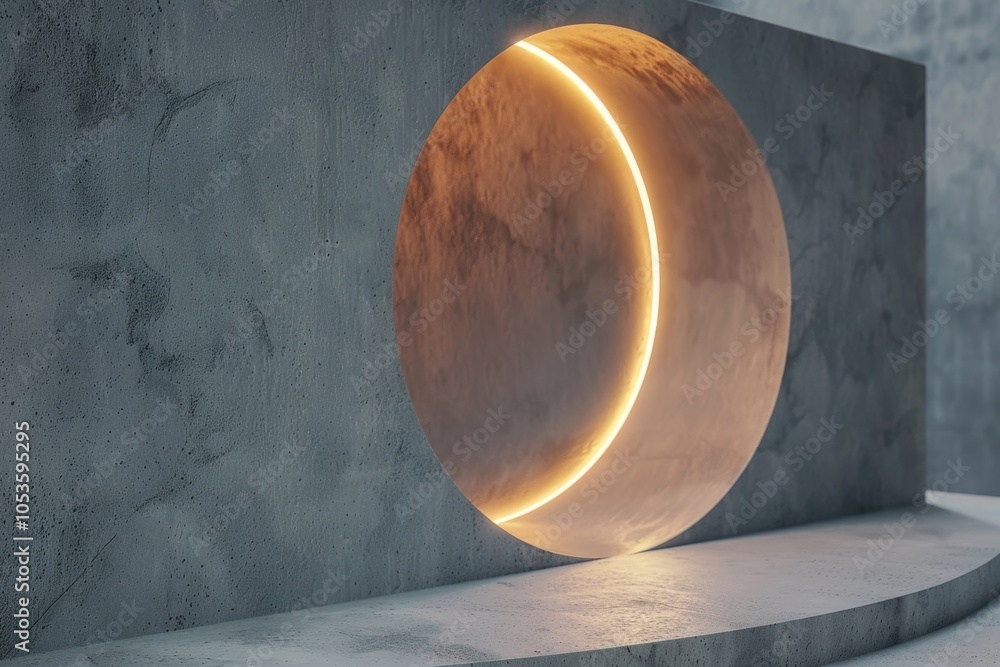 Aufkleber a concrete wall with a circular light in the middle, ideal for use as a background or setting