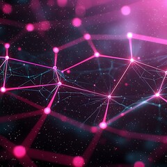 Abstract digital network with vibrant pink connections