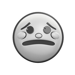 Retro 3D Worried Face Emoticon Illustration