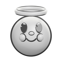 3D Retro Angelic Emoticon With Halo Illustration