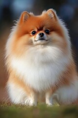 Obraz premium A small dog sits on a green grassy field, enjoying the scenery