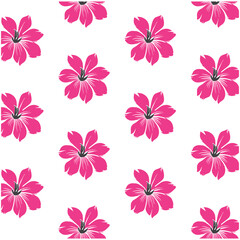 Hibiscus flower pattern, vector illustration botanical elements background.	