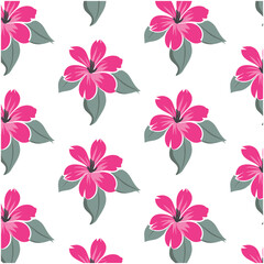 Hibiscus flower pattern, vector illustration botanical elements background.	