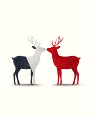 Abstract deer silhouette in contrasting colors
