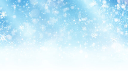 winter holiday background with snowflakes, abstract blue blurred in motion, light rays of light on blue, christmas form