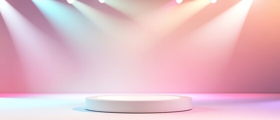 Sleek White Podium with Chrome Finish and Lighting Effects