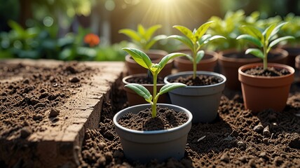 Concept of plants growing in the garden, eco concept