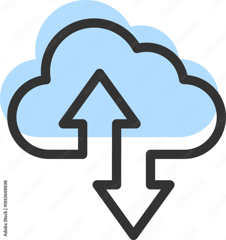 Poster cloud storage and data transfer vector icon. computing service and network related line icons. datab