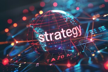 Naklejka premium Global Strategy with Digital Network