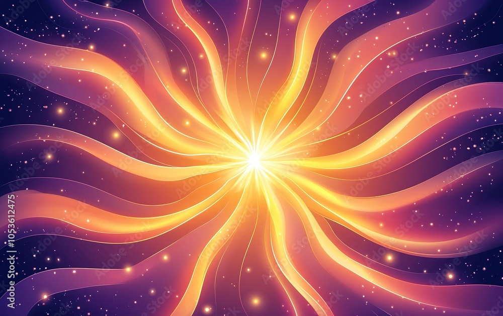 Poster swirling cosmic patterns in vibrant orange and purple hues create a mesmerizing celestial display fu