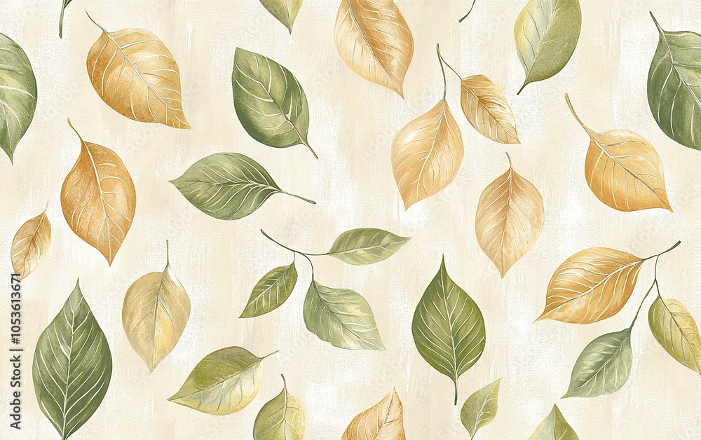 Aufkleber autumn-inspired leaf patterns in soft colors create a serene background ambiance suitable for variou