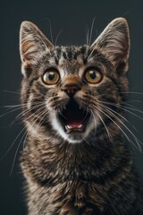 Obraz premium Close-up shot of a curious cat's open mouth, ideal for designs about animals or pets