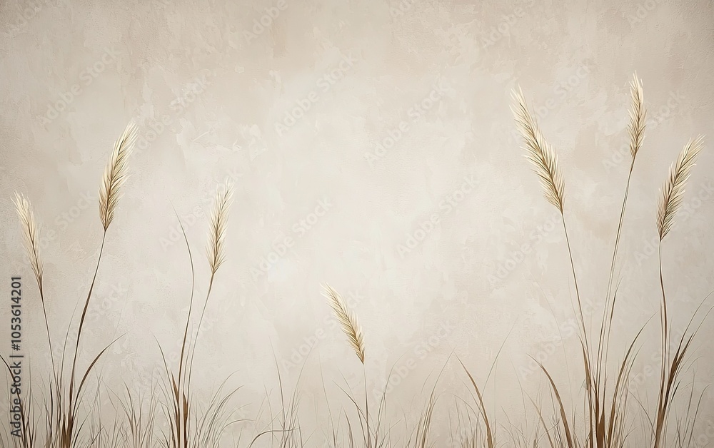 Poster delicate grass swaying gently against a soft, muted background in a tranquil natural setting during 
