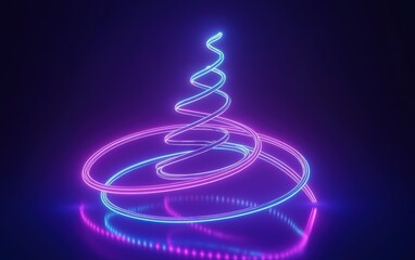 Colorful spiraling neon lights create a mesmerizing pattern in a dark space, showcasing vibrant energy and modern design
