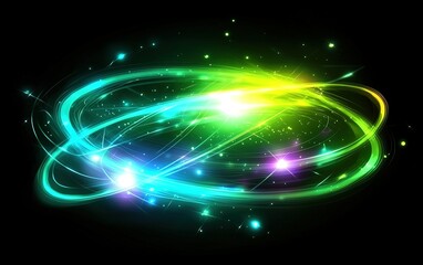Obraz premium Colorful swirling light patterns create a mesmerizing visual effect in a dark space evoking a cosmic atmosphere