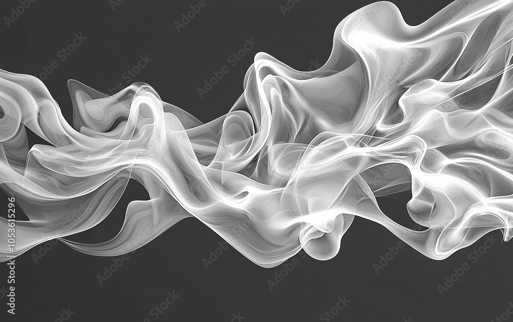 Poster elegant white smoke swirling against a dark background, creating a mesmerizing pattern and texture i