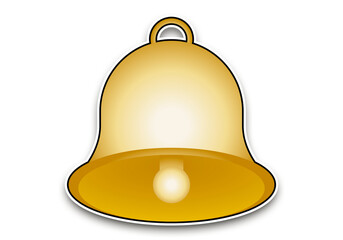 Pegatina de campana amarilla de navidad