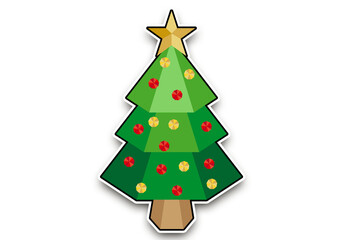 Árbol de navidad con bolas de navidad y estrella