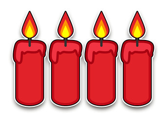 Pegatinas de velas rojas de navidad